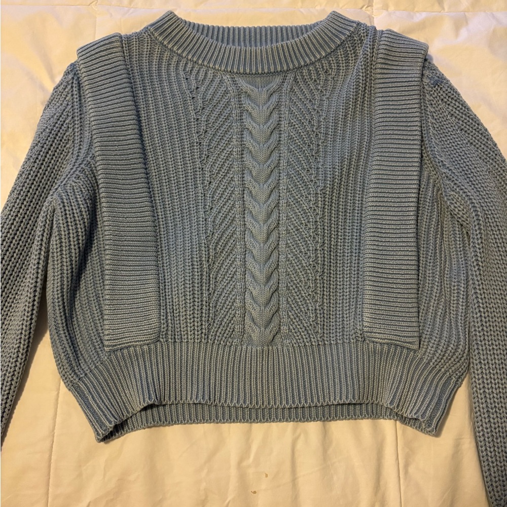 Elegant Blue Cable Knit Sweater